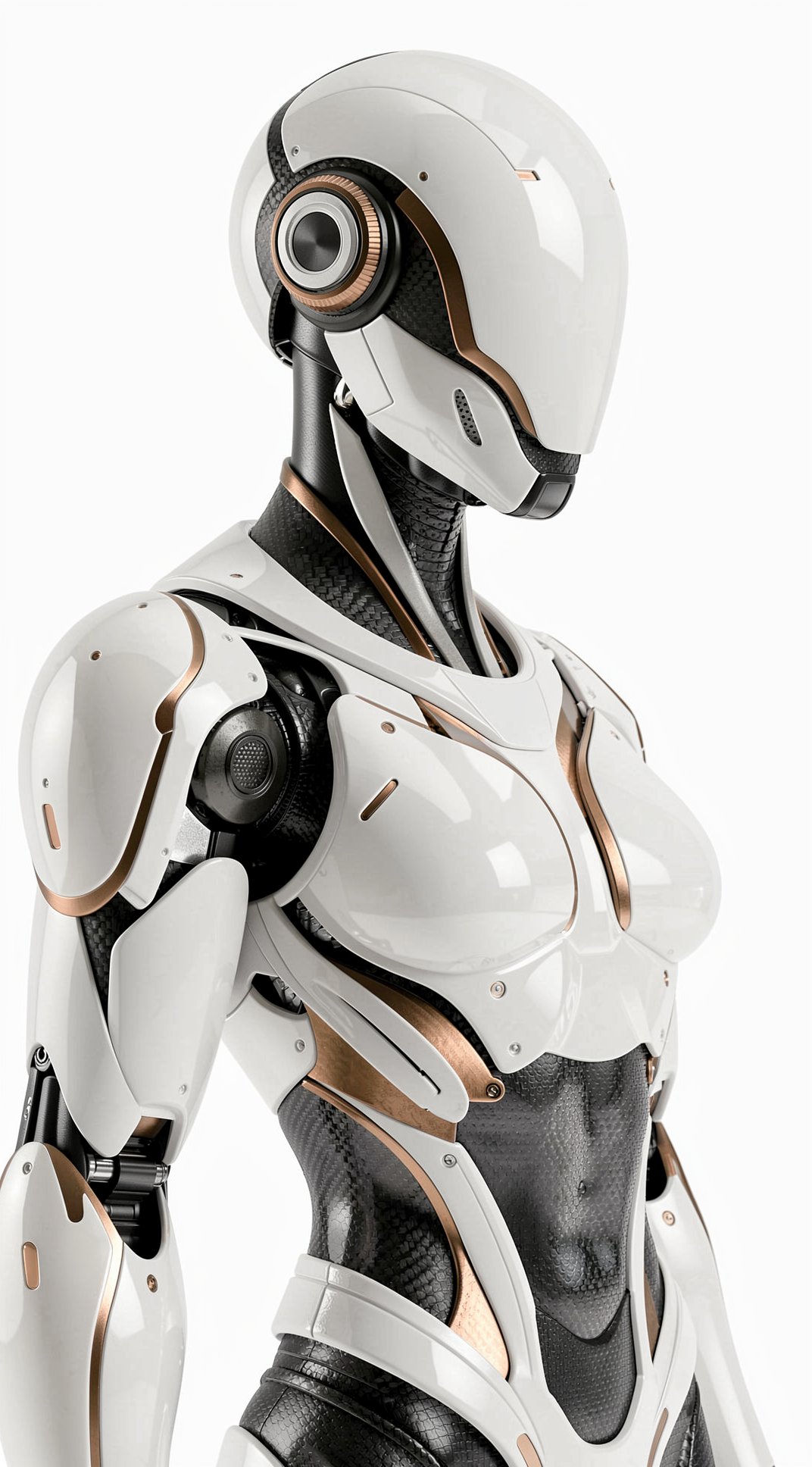 Weisse Android-Figur in seitlicher Ansicht